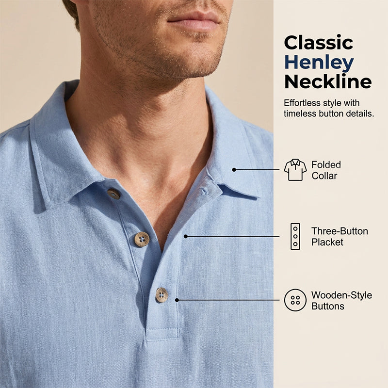 Casual herenset van linnenmix met overhemd en broek, losse pasvorm, strandkleding