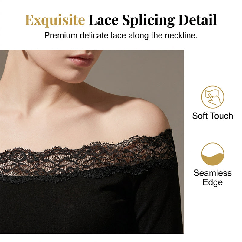 Women¡¯s Chic Black Slim Fit Off-Shoulder Flare Sleeve T-Shirt