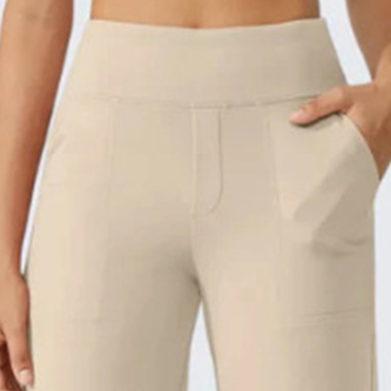 Pantalon décontracté large raccourci pour femme - poches latérales, respirant et polyvalent