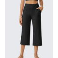 Pantalon décontracté large raccourci pour femme - poches latérales, respirant et polyvalent