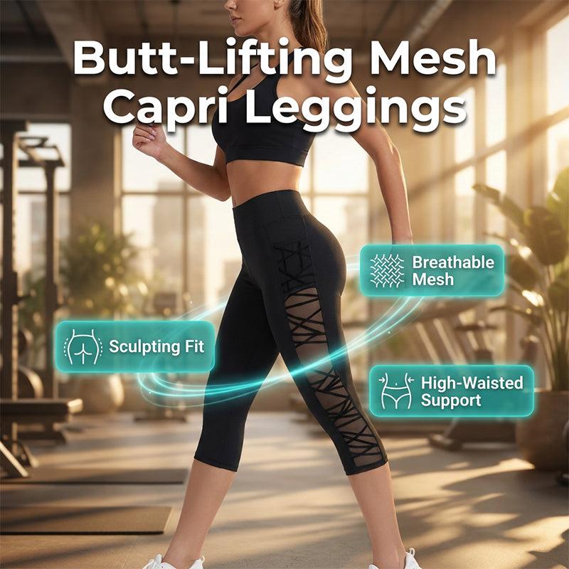 Women Breathable Mesh Splicing Yoga Leggings
