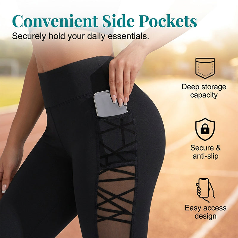 Women Breathable Mesh Splicing Yoga Leggings