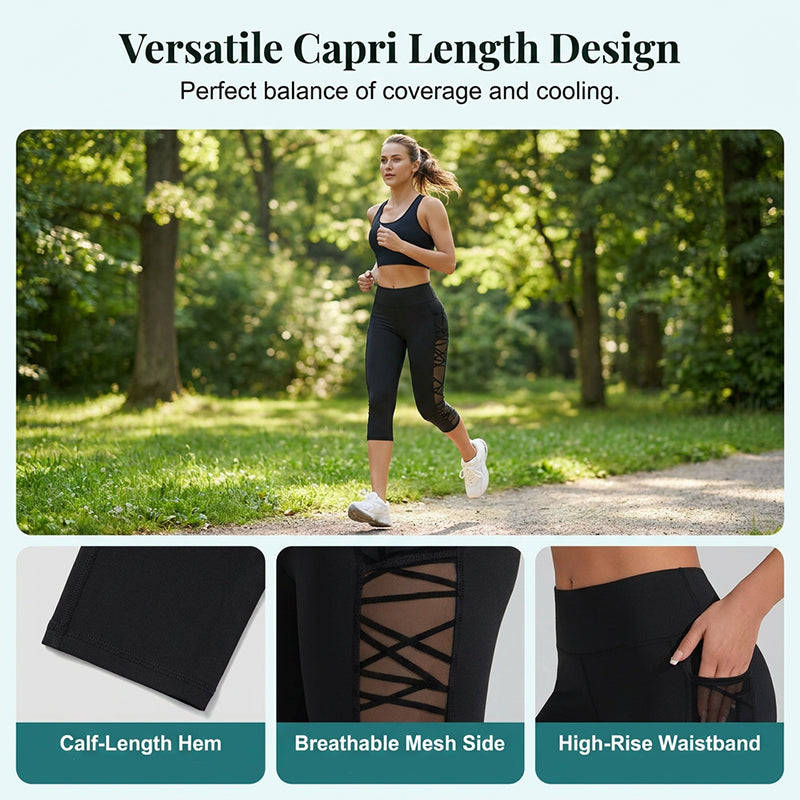 Women Breathable Mesh Splicing Yoga Leggings