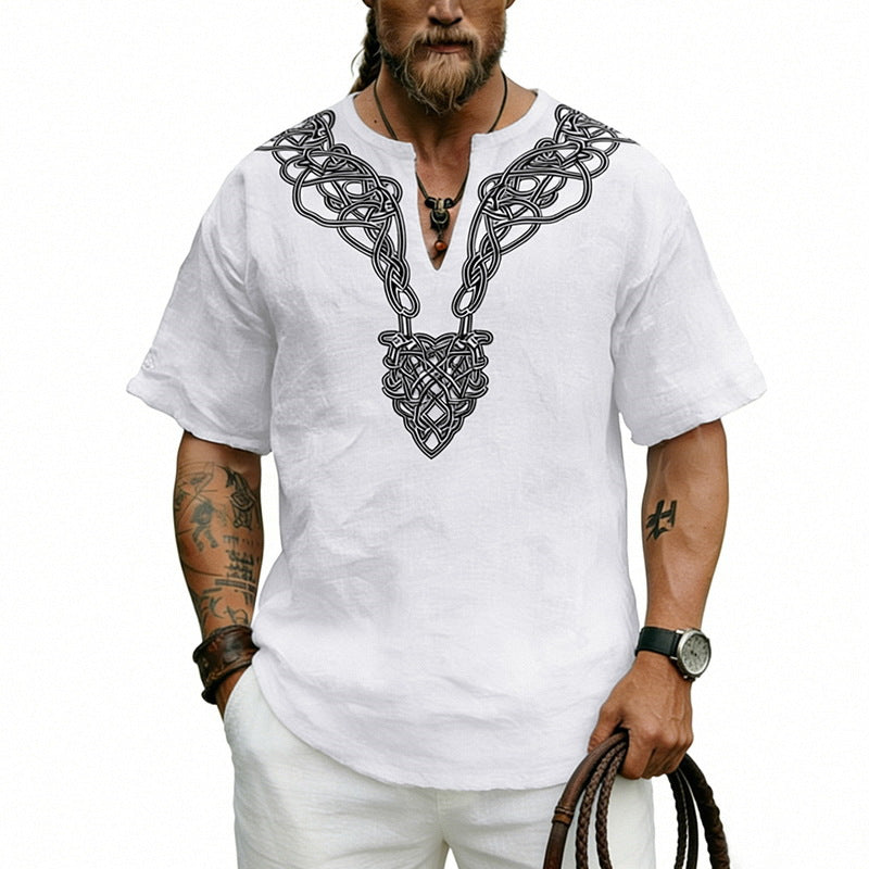 Chemise vintage à manches courtes pour homme