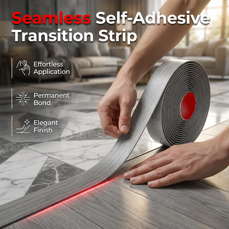 Perfil de transición autoadhesivo versátil para suelos ¨C Flexible, se puede cortar a medida y sirve para azulejos, madera, laminado y hormigón