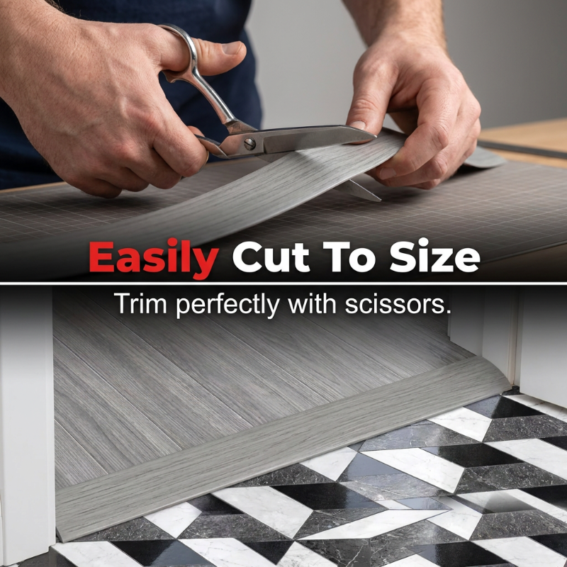 Perfil de transición autoadhesivo versátil para suelos ¨C Flexible, se puede cortar a medida y sirve para azulejos, madera, laminado y hormigón