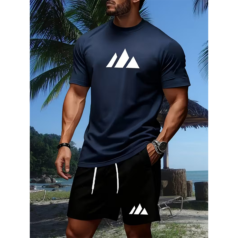 Men's Short Sleeve T-Shirt & Drawstring Shorts Set