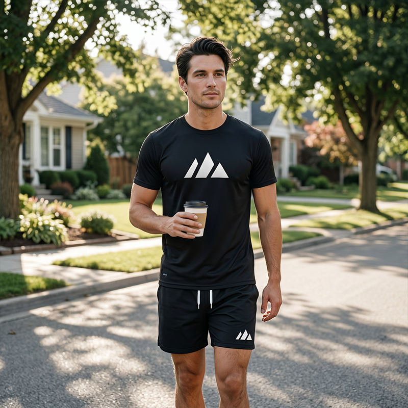 Men's Short Sleeve T-Shirt & Drawstring Shorts Set
