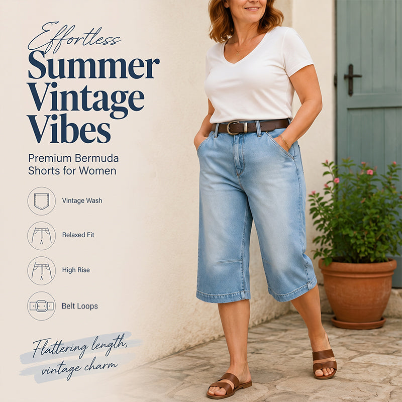 Shorts bermuda en denim à coupe décontractée pour femme