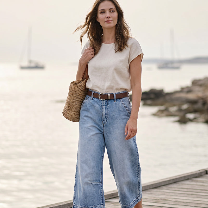 Shorts bermuda en denim à coupe décontractée pour femme