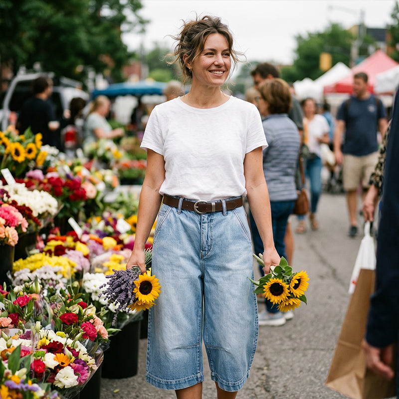 Shorts bermuda en denim à coupe décontractée pour femme