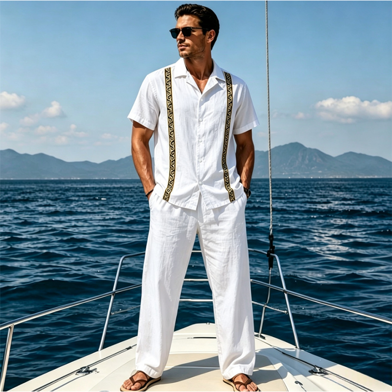 Completo da uomo di camicia e pantaloni traspiranti, 2 pezzi