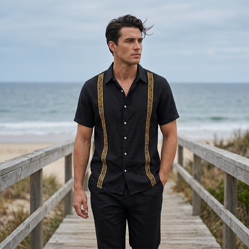 Completo da uomo di camicia e pantaloni traspiranti, 2 pezzi