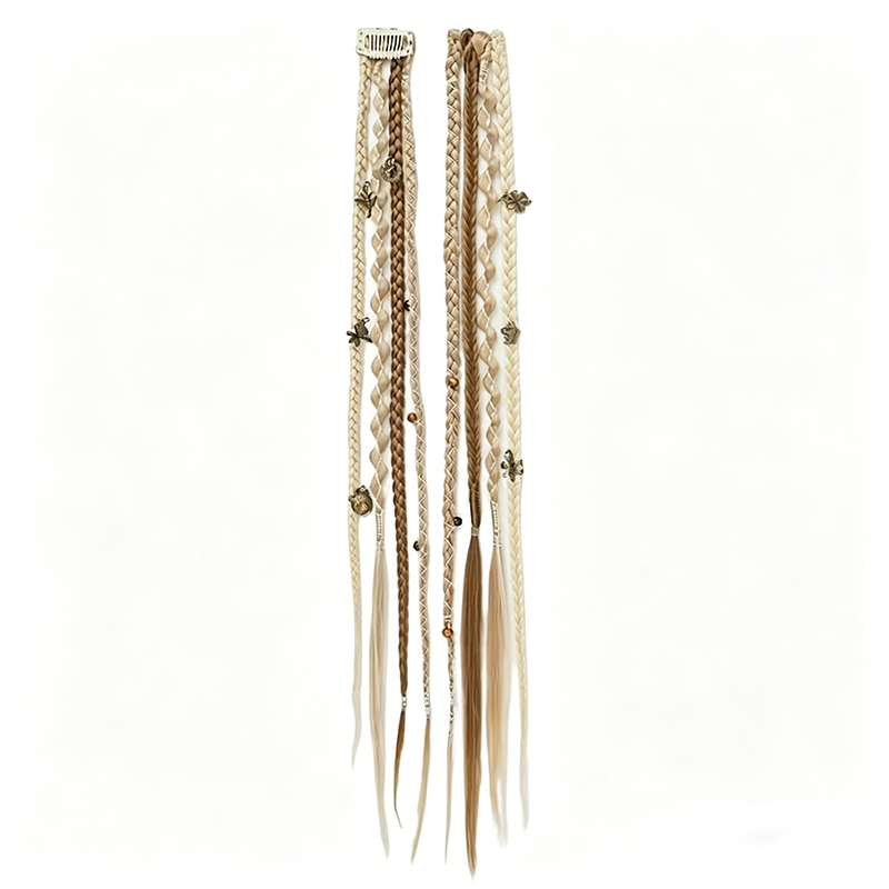 Vooraf ingevlochten hairextensions in Maillard-stijl - Bohemian vlechten, metallic accenten, klaar voor festivals