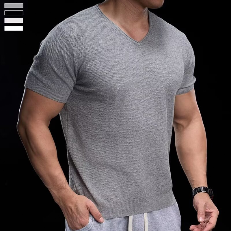 T-shirt en maille respirante à col en V
