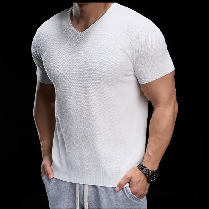 Ademend gebreid shirt met v-hals