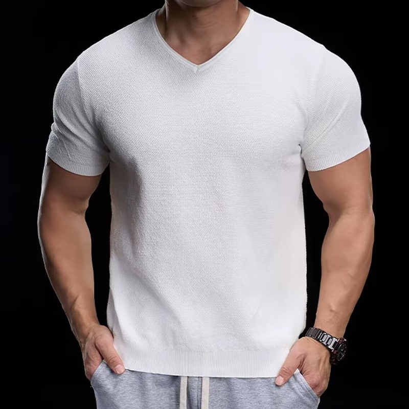 T-shirt en maille respirante à col en V