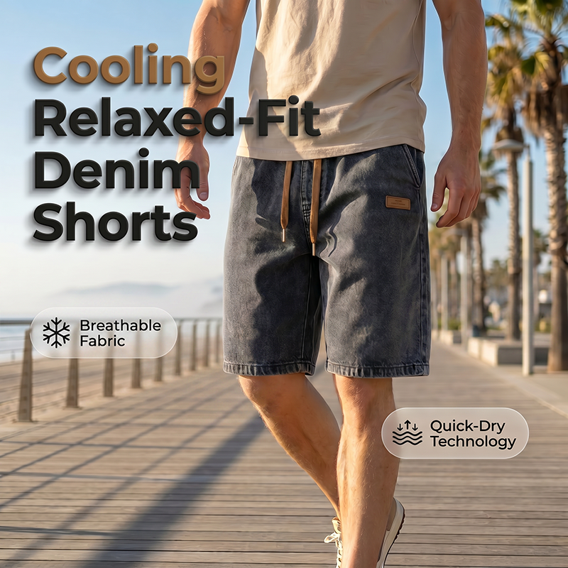 Lichte denimshorts voor heren voor de zomer, losse pasvorm, casual vijfpuntsbroek