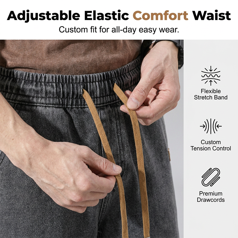 Lichte denimshorts voor heren voor de zomer, losse pasvorm, casual vijfpuntsbroek
