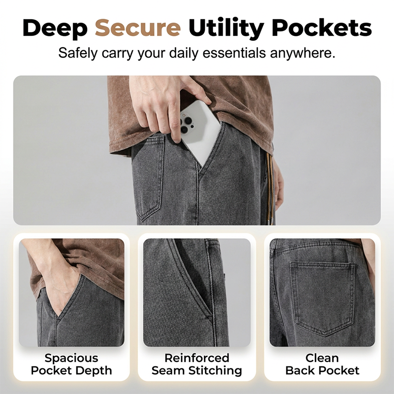 Lichte denimshorts voor heren voor de zomer, losse pasvorm, casual vijfpuntsbroek