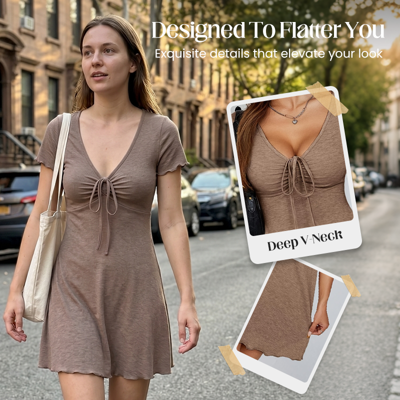 Miniabito aderente da donna con scollo a V