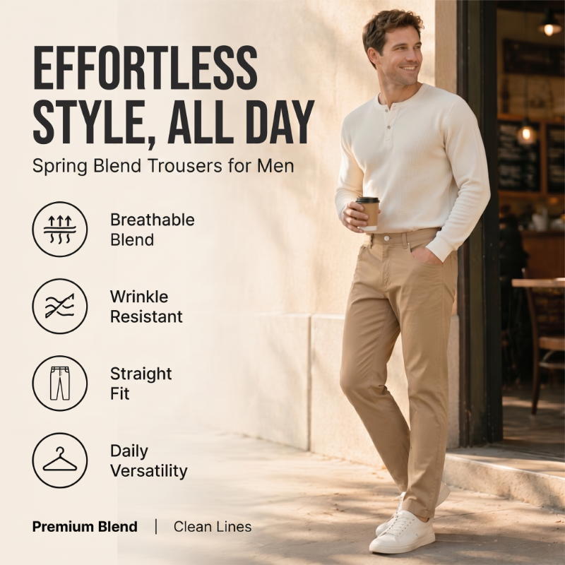 Pantaloni casual da uomo a gamba dritta