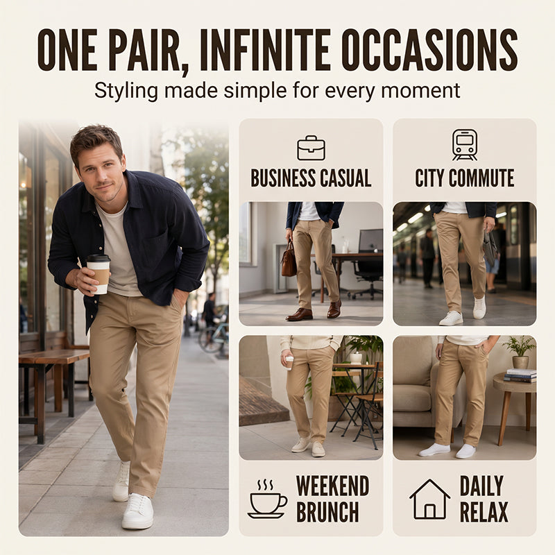 Pantaloni casual da uomo a gamba dritta