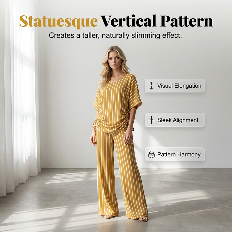 Women¡¯s Striped 2-Piece Set Top & Wide Leg Pants