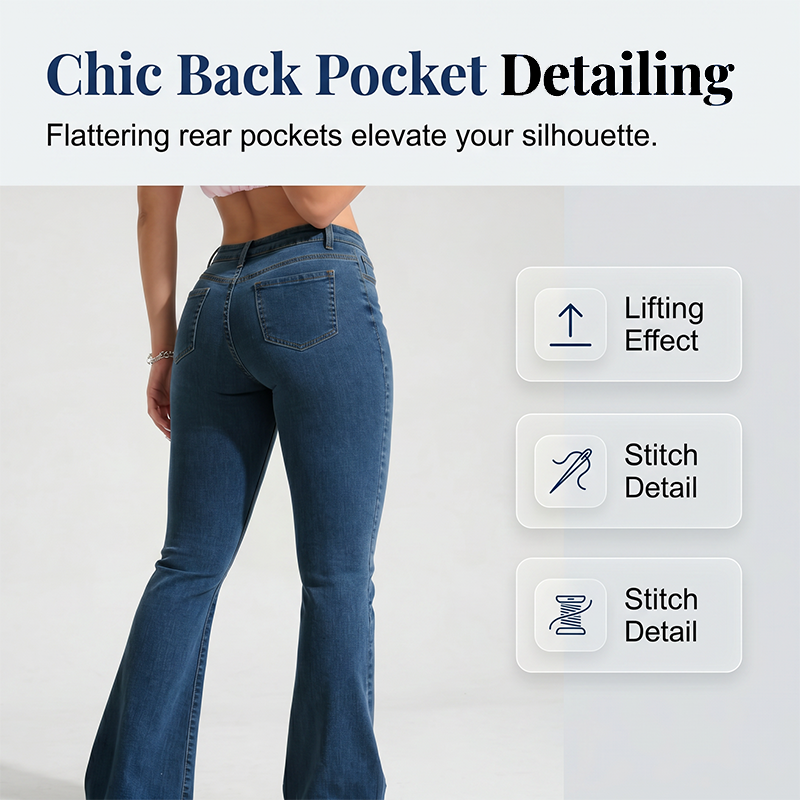 Nouveau : jean évasé classique ajusté et extensible pour femme