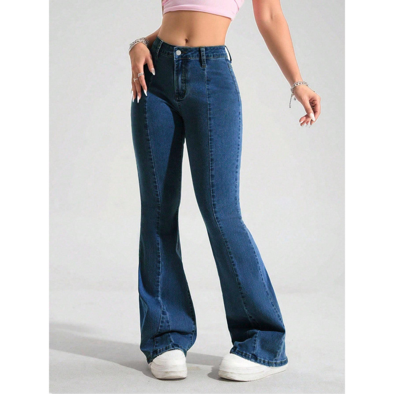 Nouveau : jean évasé classique ajusté et extensible pour femme