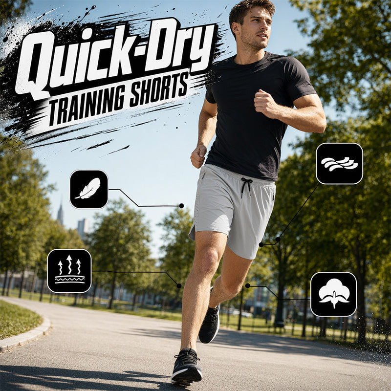 Men's Quick Dry Sports Shorts with Zipper Pockets