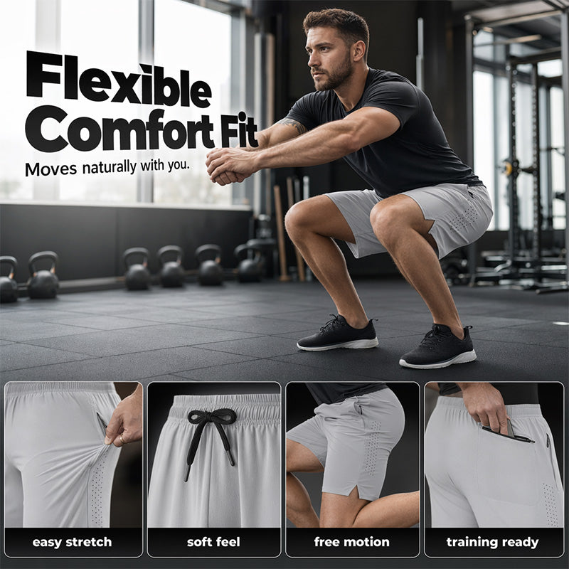 Men's Quick Dry Sports Shorts with Zipper Pockets