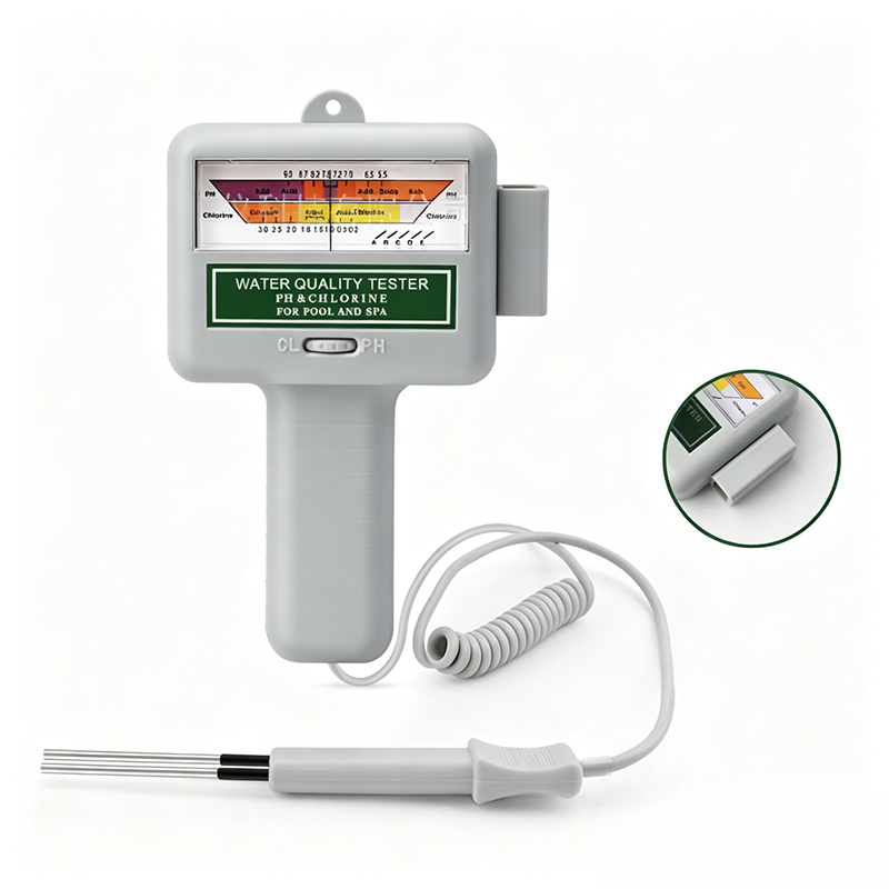 Probador de pH y cloro ¨C sondas dobles, cable retráctil, portátil, para piscinas y spas