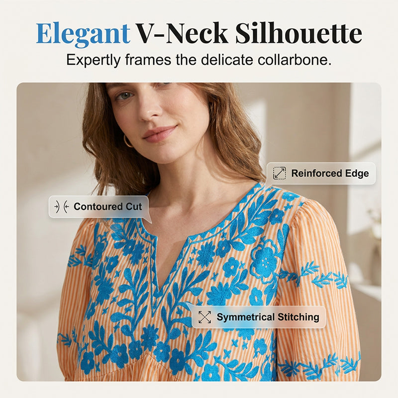 Blouse légère brodée