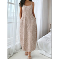 Women's Leopard Print Spaghetti Strap Maxi Dress