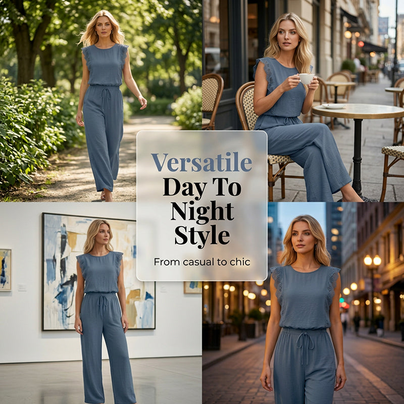 Conjunto de top sin mangas y pantalones de pierna ancha para mujer