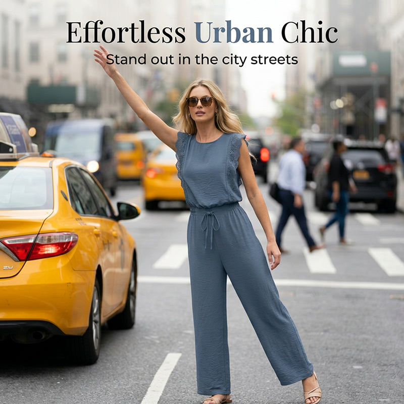 Conjunto de top sin mangas y pantalones de pierna ancha para mujer