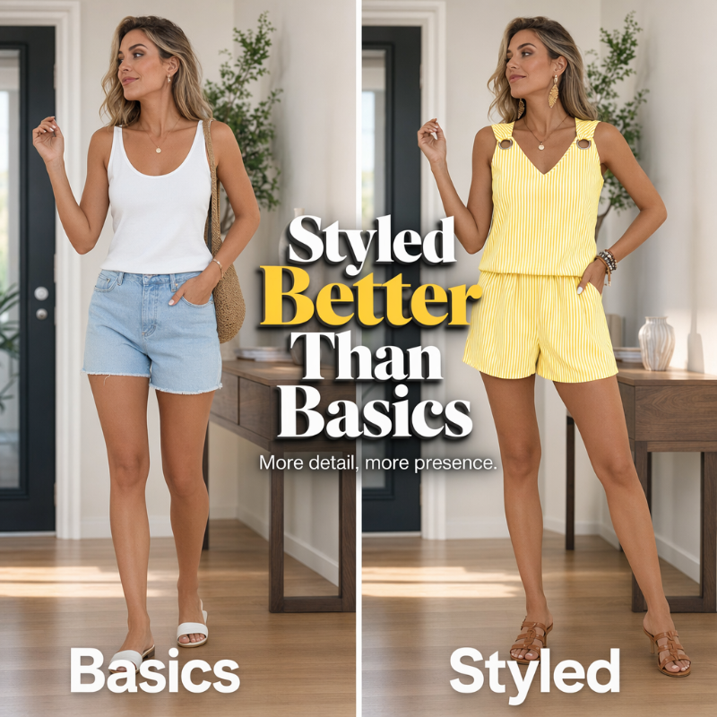 Women Summer Striped Sleeveless Vest Set