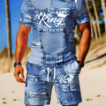 Casual set met T-shirt en shorts met denimlook voor heren