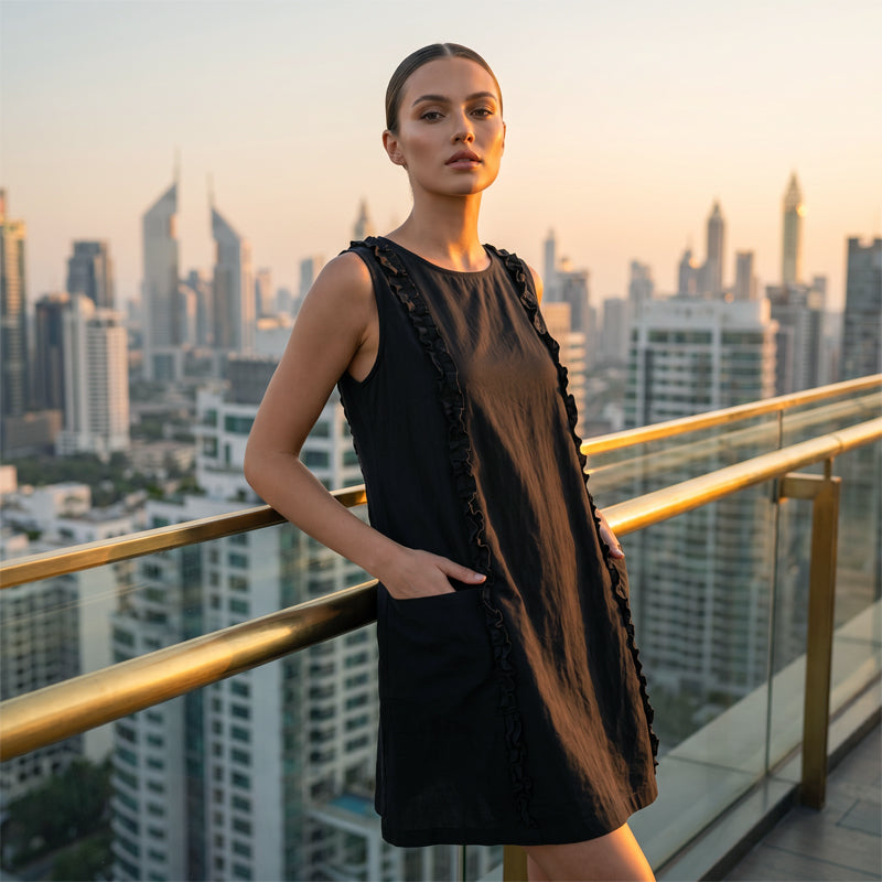 Women's Elegant Sleeveless Ruffle Dress