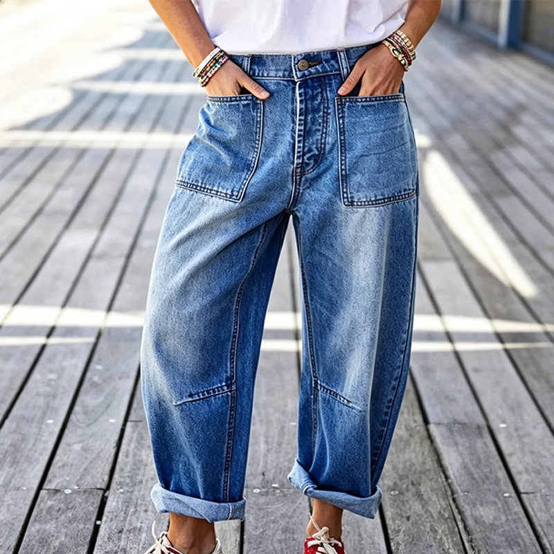 Jean pour femme à jambes fuselées et poches plaquées