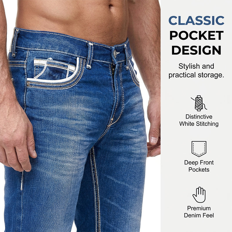 Jeans da uomo elasticizzati e con doppie cuciture