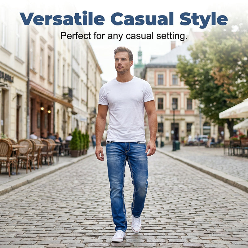 Jeans da uomo elasticizzati e con doppie cuciture