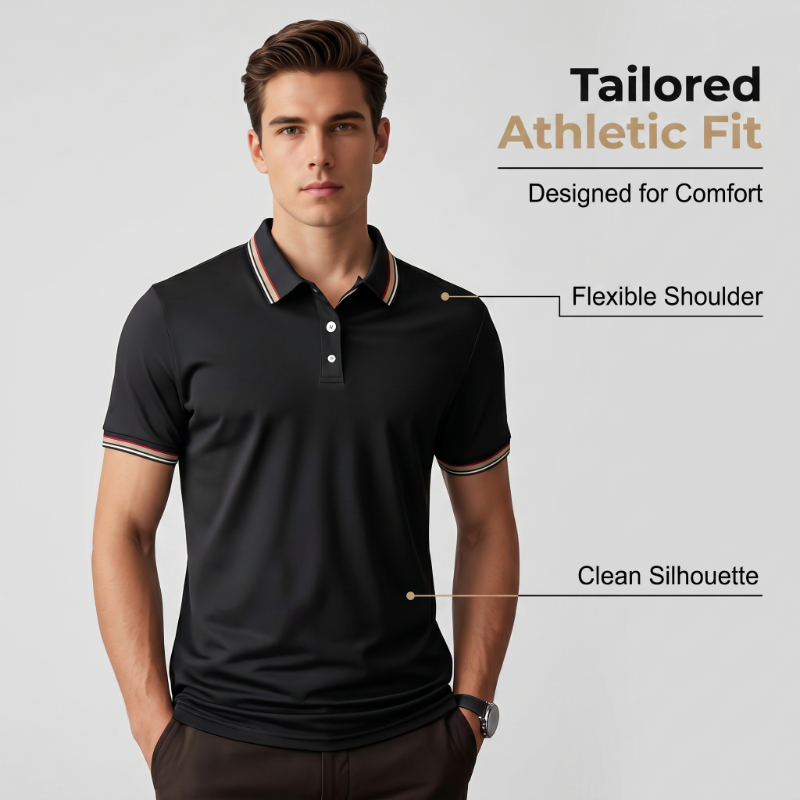 T-shirt à manches courtes pour homme, col contrastant, séchage rapide et style tendance