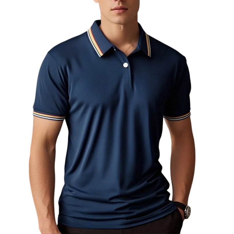 T-shirt à manches courtes pour homme, col contrastant, séchage rapide et style tendance