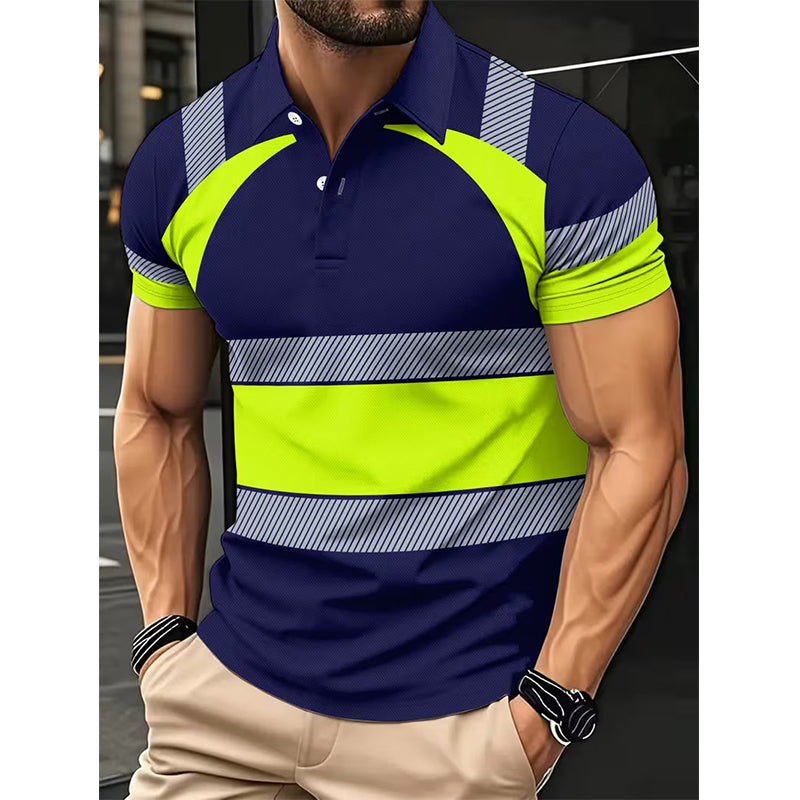 T-shirt da uomo a maniche corte ad alta visibilità con elementi riflettenti ¨C Blocchi neon e taglio dalla vestibilità sportiva