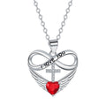 Collar de cruz y corazón infinito con colgante de ala ¨C Fe y amor eterno