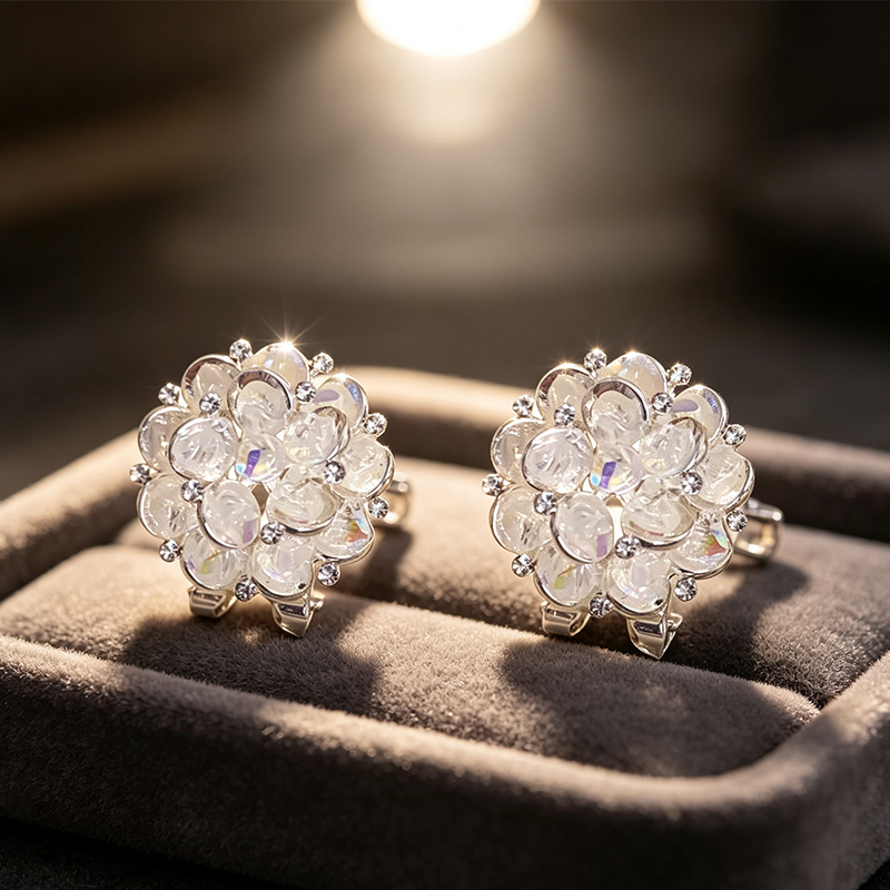 Elegante fonkelende bloemvormige oorstekers