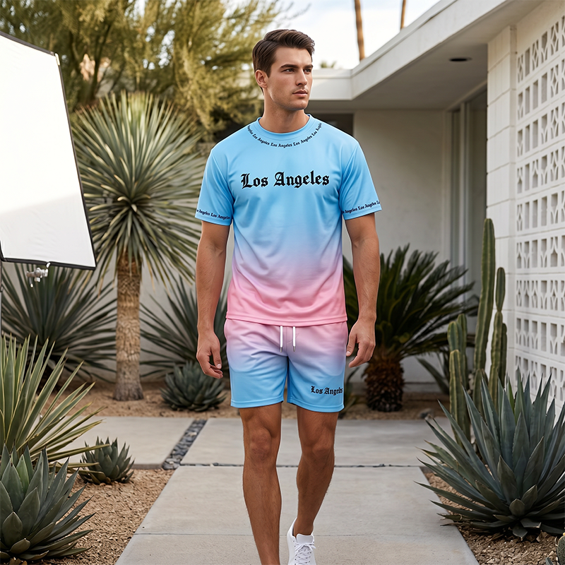 Casual bedrukte 2-delige zomerset voor heren