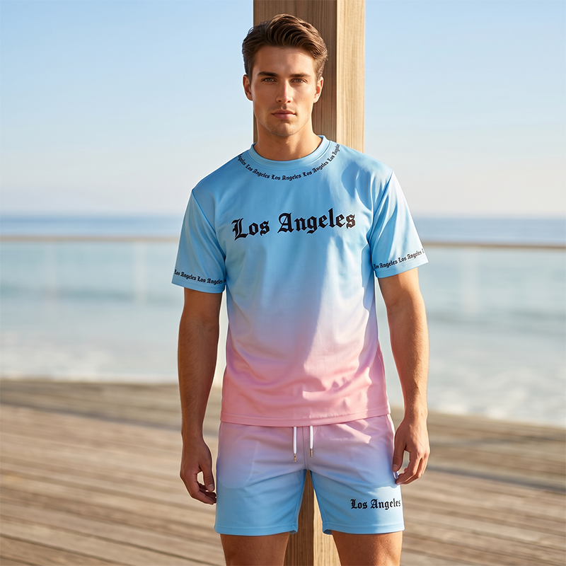 Casual bedrukte 2-delige zomerset voor heren